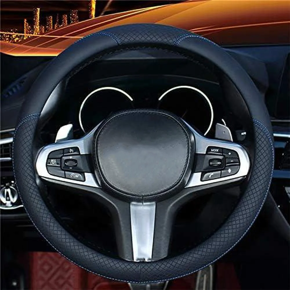 Car Steering Wheel Cover for 14.5-15.25 inch Slip Embossed Leather Universal  for various car models Auto Interior Accessories