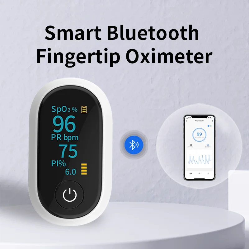 Bluetooth blood oxygen monitor fingertip pulse, blood oxygen saturation, blood oxygen level, pulse rate, heart rate monitor