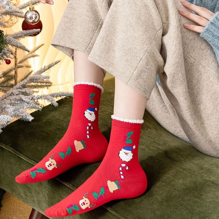 Calcetines de Navidad para mujer, medias divertidas de Papá Noel, muñeco de nieve, Kawaii, dibujos animados de animales, regalo de Navidad, novedad