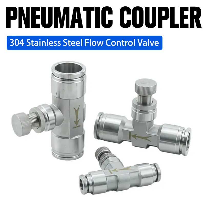 304 스테인리스 공압 피팅 SA 스로틀 밸브 압력 감소 제어 조절 푸시 인 OD 4 6 10 12mm 공기 및 물 튜브용