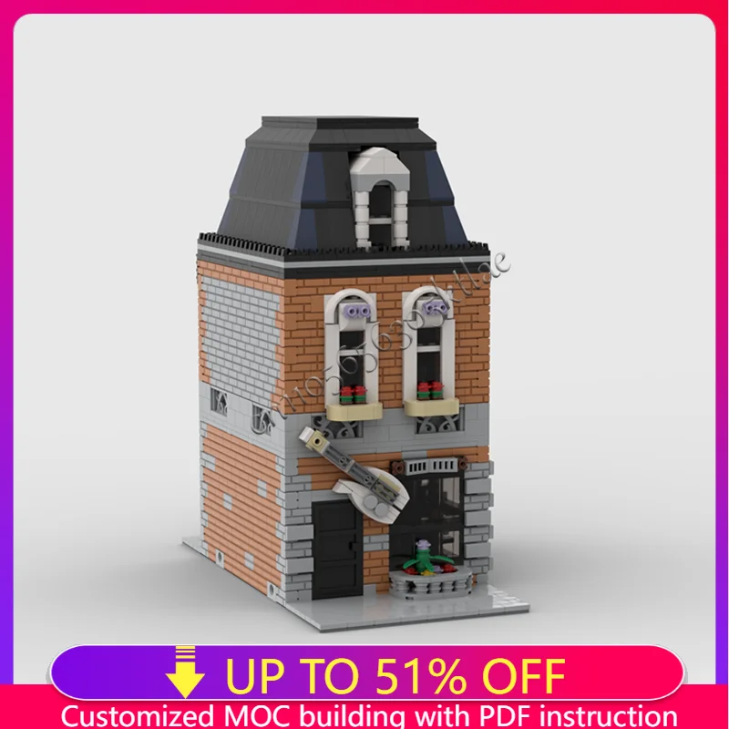 Nowe 1440 Elementów Modułowy Sklep Muzyczny Klocki Konstrukcyjne Model Puzzle dla Dzieci Zestaw do Składania Niespodzianka Prezent na Boże Narodzenie i Święta