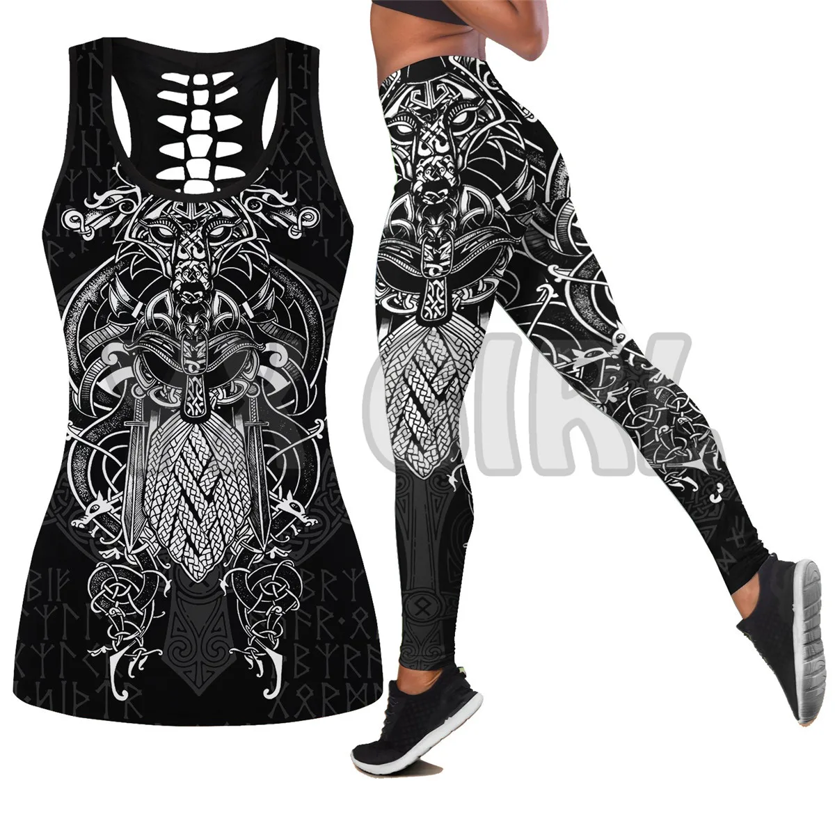 

Viking Tattoo 3D Printed Tank Top+Legging Combo Outfit Yoga Fitness Legging Women