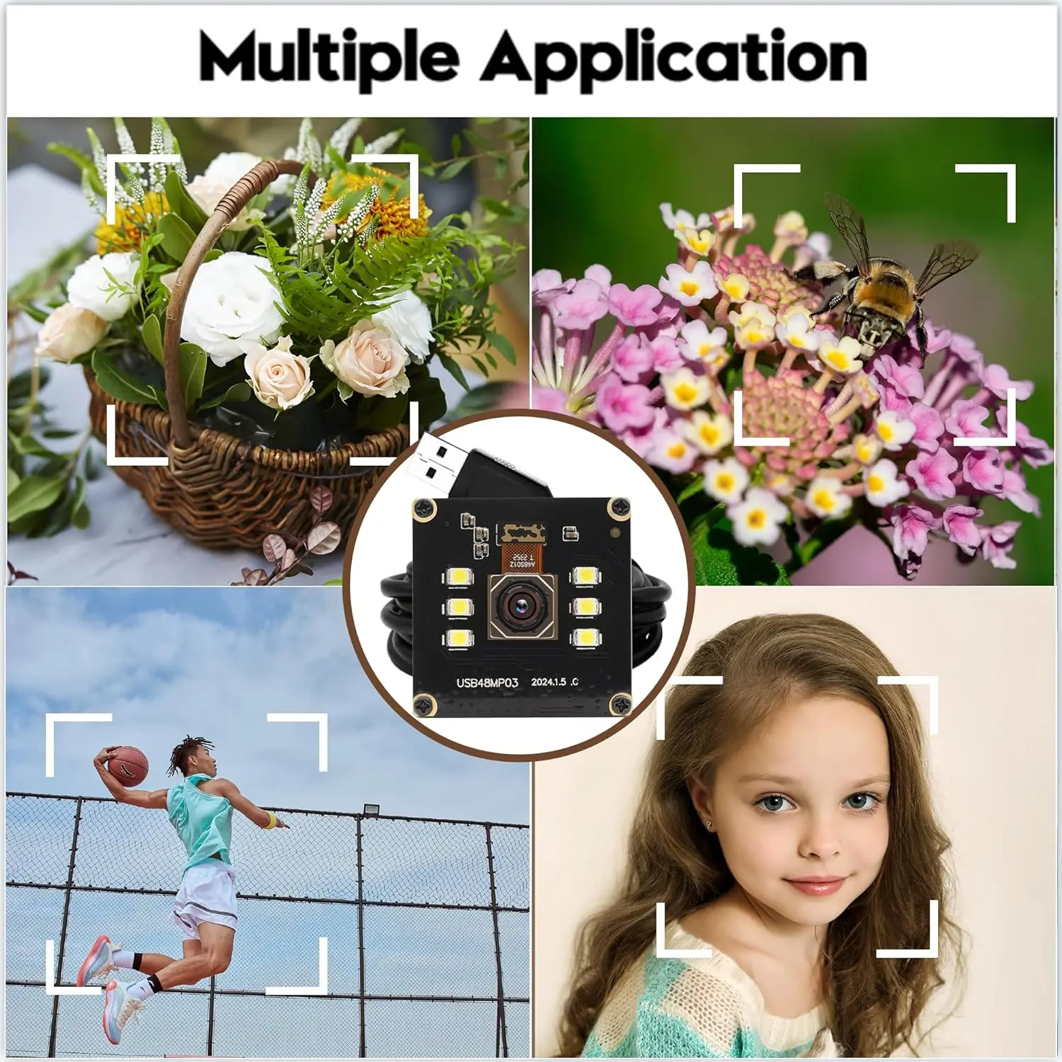 SVPRO 48MP Módulo de câmera USB 8K Fast Autofocus USB Webcam sem lente de distorção 6pcs LEDs brancos câmera para máquina industrial