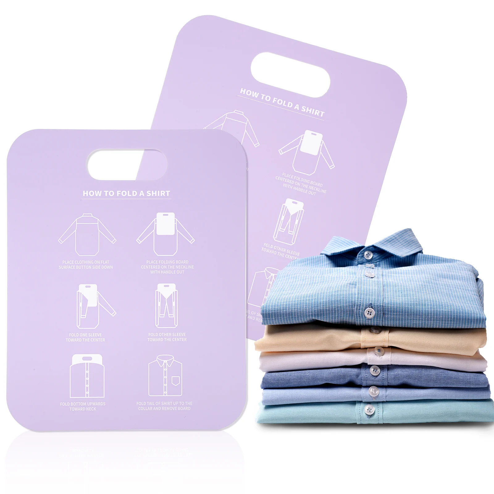 

2 Pcs Shirt Folding Board T Shirt Cardboard Sheet Clothes Organizer Collared Shirts Long Sleeve Storage Travel Plastic Home