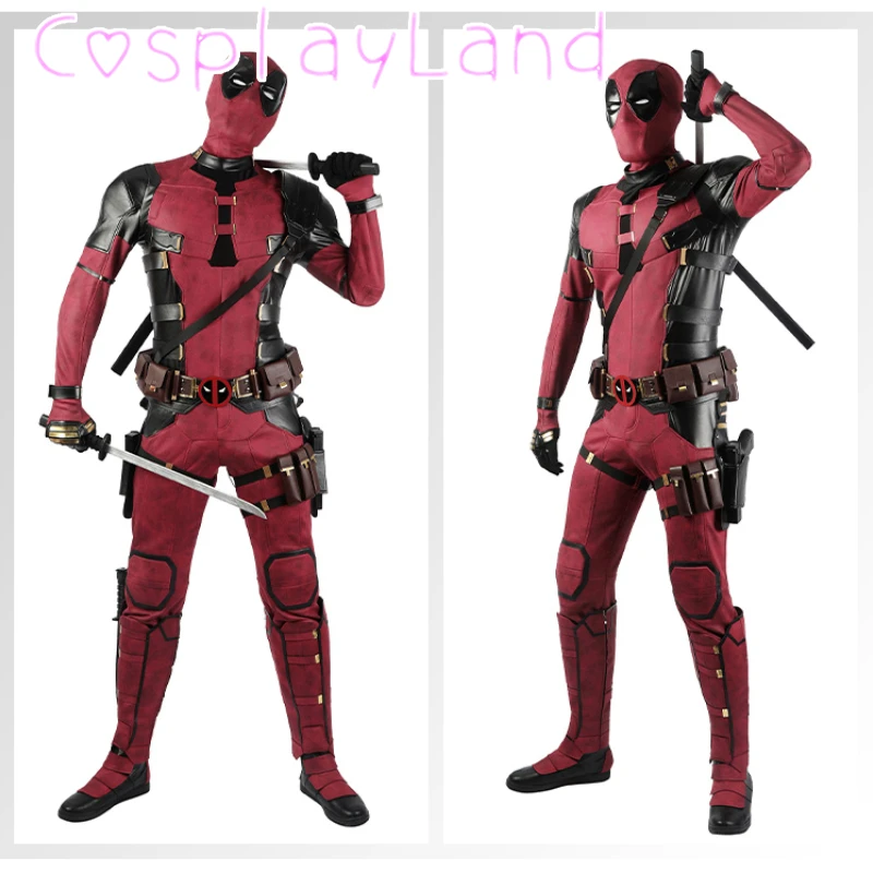 New Arrival DP3 Mr. Pool Cosplay Costume Hero Complete Clothes Red Leather Men Jumpsuit Halloween Carnival Christmas Outfit