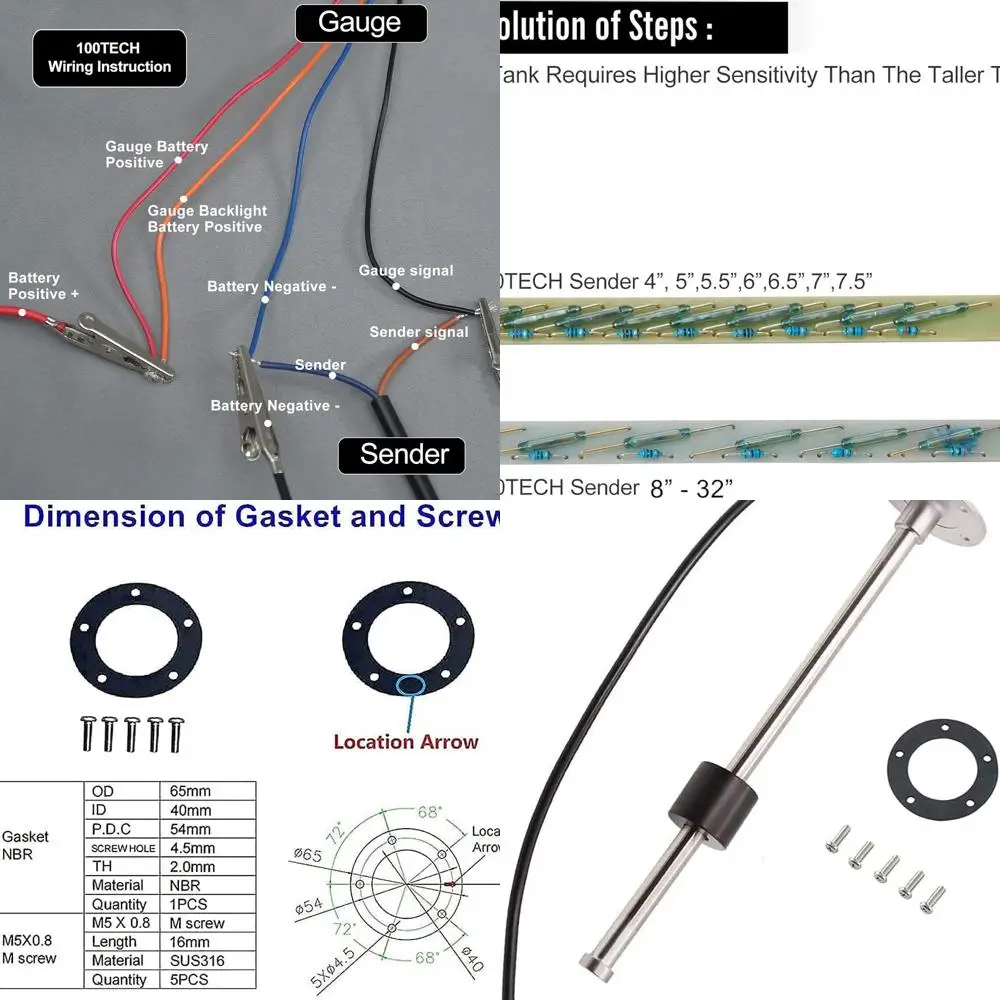 

Fuel Sender Unit 28"(711mm) 240-33 ohms Marine for Boat Vehicle Truck RV Fuel Tank Sending Unit Gas Water Level Sensor