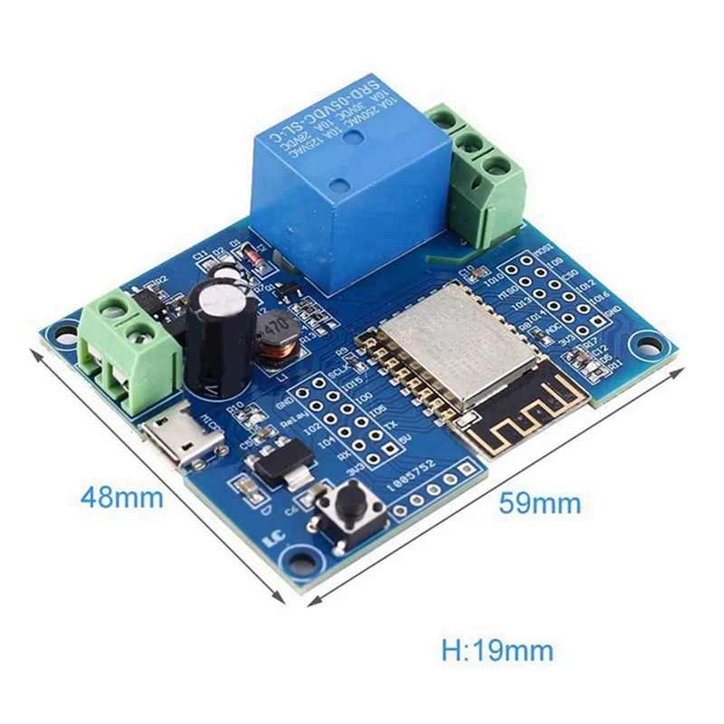 AS95-6X модуль релейного контроллера WIFI, 5 В постоянного тока 8 В-80 В ESP8266 модуль беспроводного контроллера ESP-12F для IOT Smart Home APP