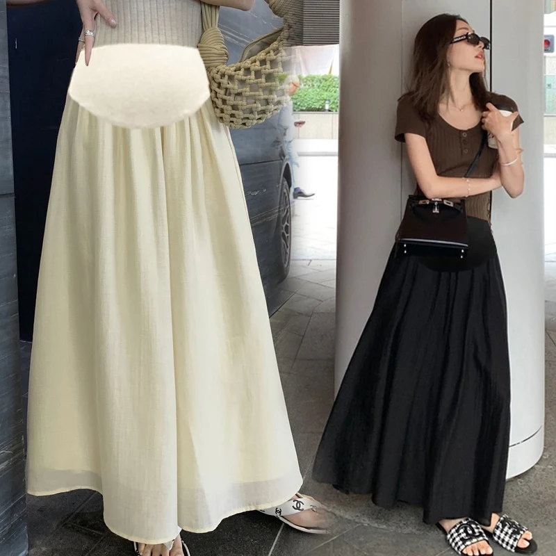 

Wide Leg Loose Straight Cropped Pants for Maternity Summer Fashion A Line Loose Trousers for Pregnant Women Y2k Youth Pregnancy