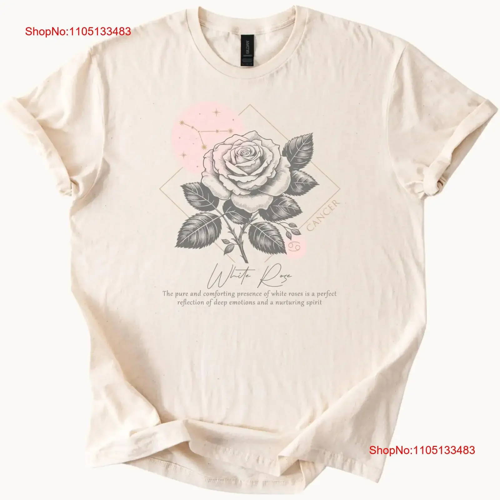 Cancer White Rose T Shirt Zodiac Horoscope vintage Washed designer clothes Soft graphic streetwear Breathable Casual Stretched