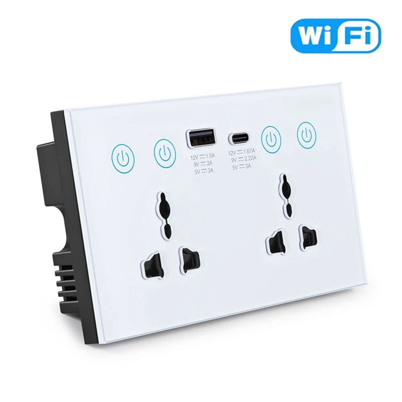 EU UK US Universal Plug Tuya Smart Socket Switch With USB And Type-C Port Outlet Smart Life