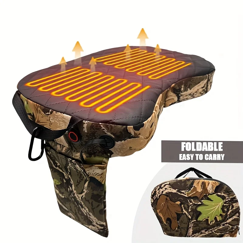 

Portable Heated Hunting Seat Tree Stand, USB Comfort Folding Heated Seat, Suitable for Outdoor Stadium Ice Fishing, Camping, Hun