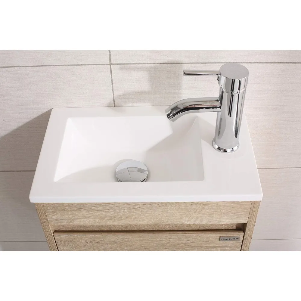 Single Sink Bathroom Vanity, Floating Modern Bathroom Vanity with Sink for Small Space