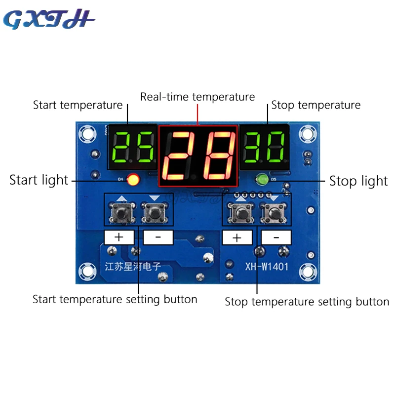 Intelligent Digital Display Thermostat Temperature Controller Cooling Heating Dual-mode Three-window Synchronous Display
