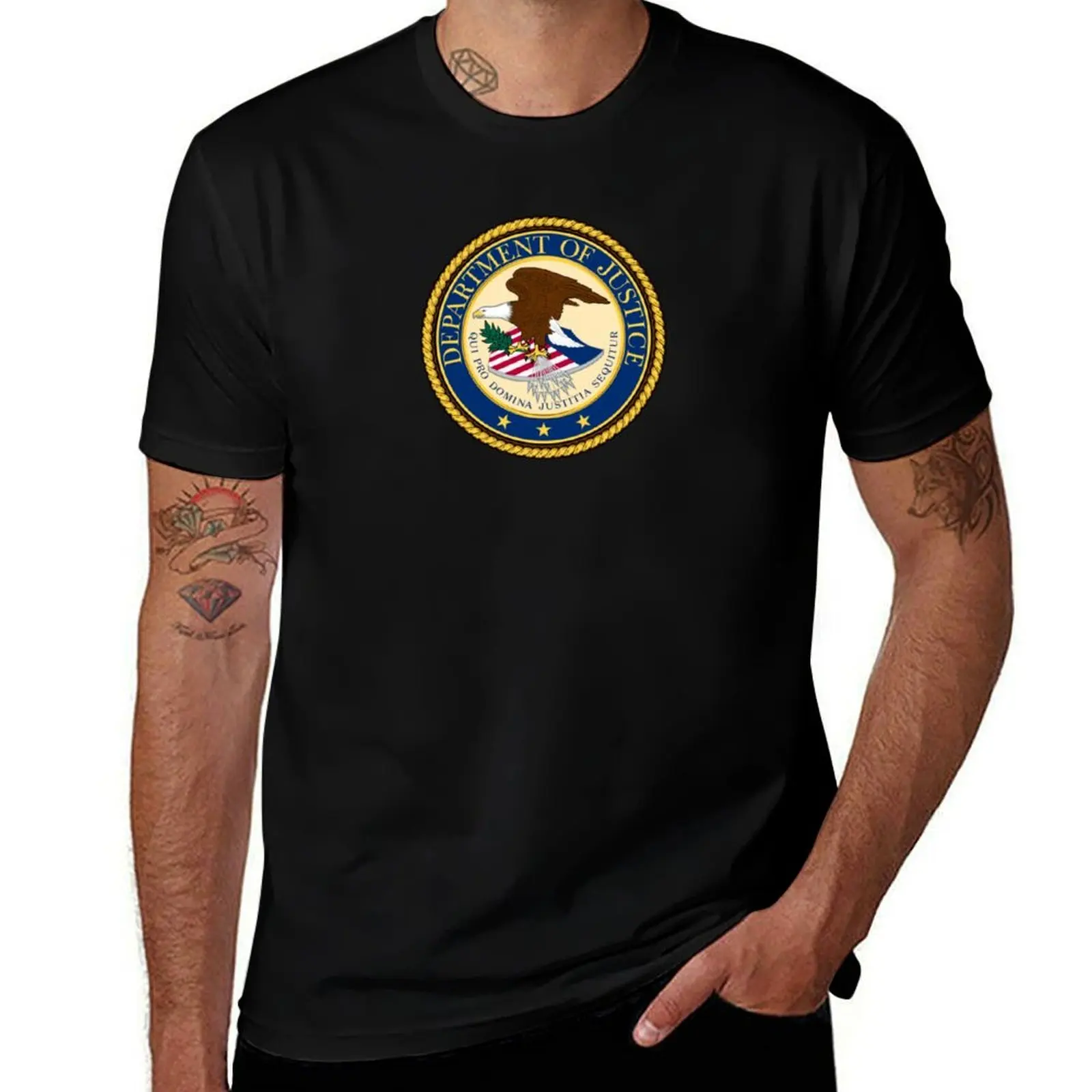 T-shirt décontracté à manches courtes pour toutes les saisons du département de la justice des États-Unis