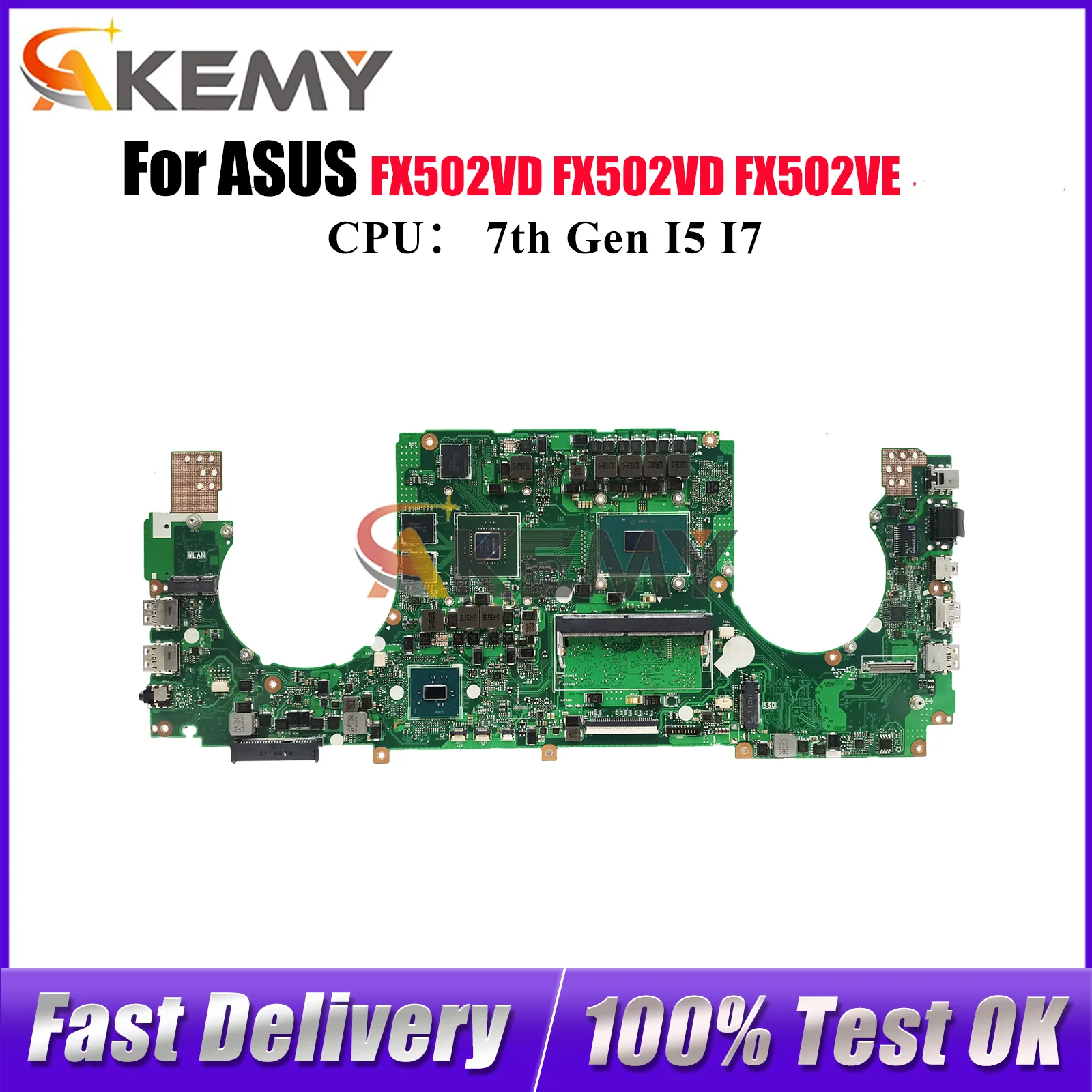 

FX502VD Laptop Motherboard For ASUS TUF Gaming FX502VD FX502V FX502VE Notebook Mainboard With I5 I7 CPU 100% tests OK fast ship