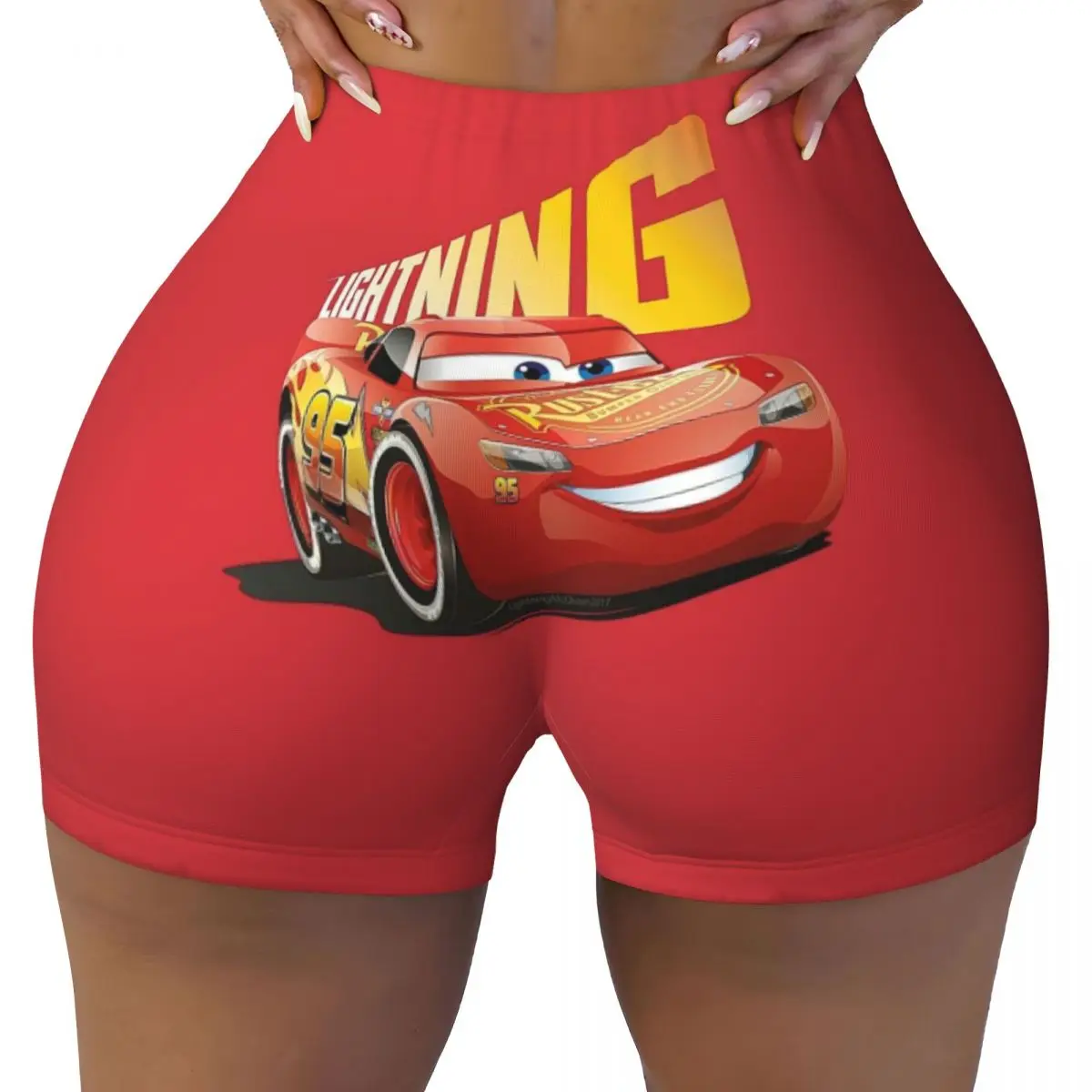 

Custom Lighting McQueen Workout Biker Running Shorts Women's Cars Gym Yoga Shorts