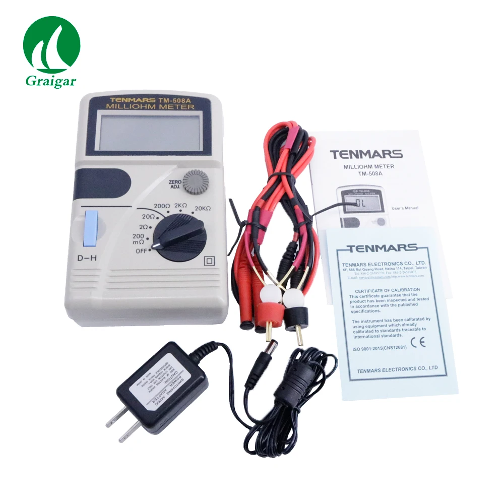 Digital Milliohmmeter Low Ohmmeter TM-508A Measuring Instrument Resistance Meter 0.1m to 20K Ohm in 6 positions