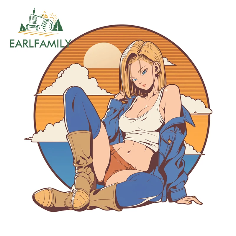EARLFAMILY Beautiful Cammy Sitting Position Car Stickers Retro Style Anime Waifu Rearview Mirror Decals Atv Body Scratch Proof