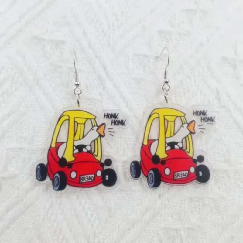 1 pair of acrylic cycling duck earrings, women's earrings, the best choice for gifts