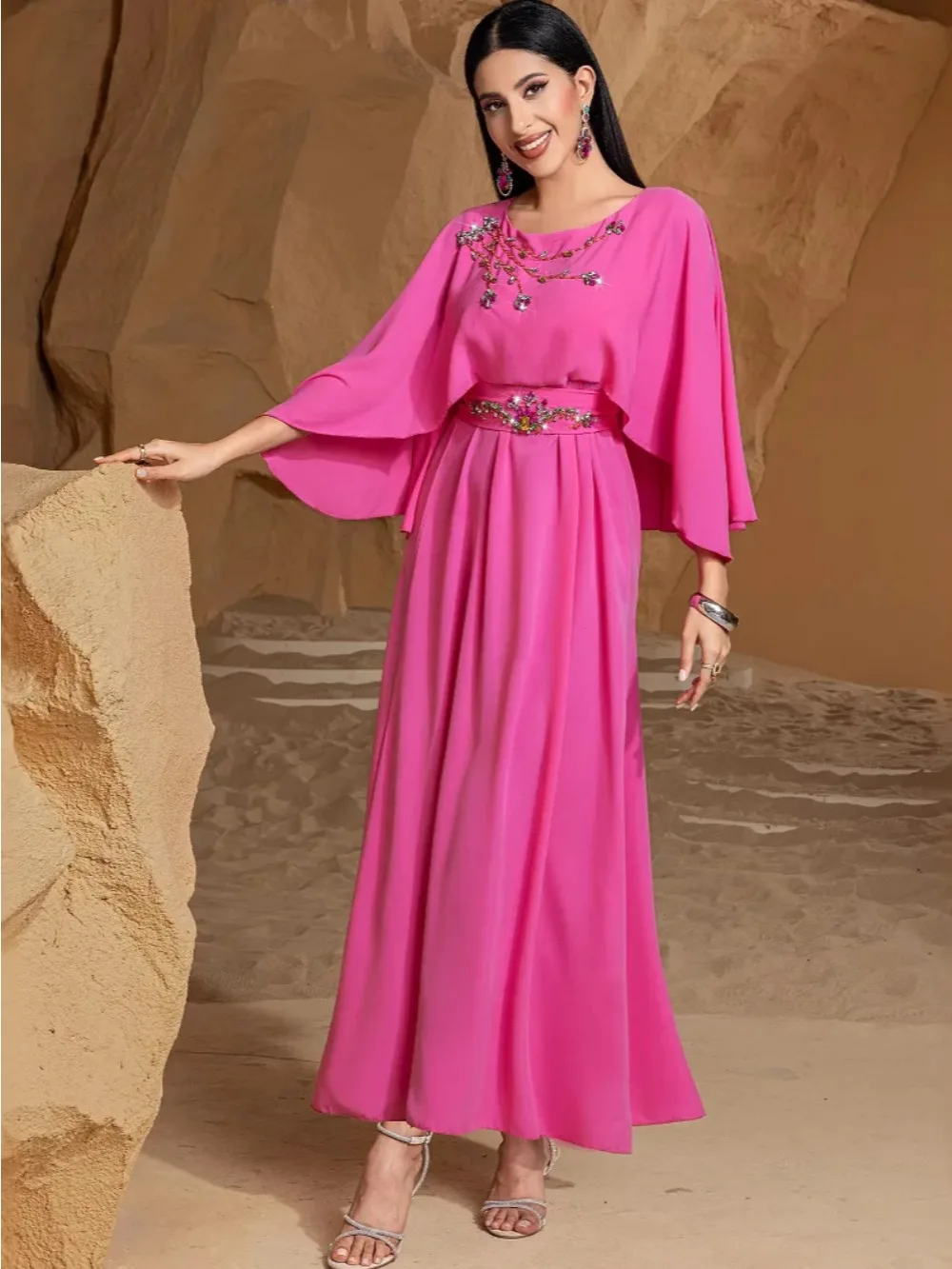 

Muslim Dress Women 2025 Modest Abaya Jalabiya Diamonds Kaftan Islam Vestidos Arab Long Robe Ramadan Morocco Dresses Dubai Abayas