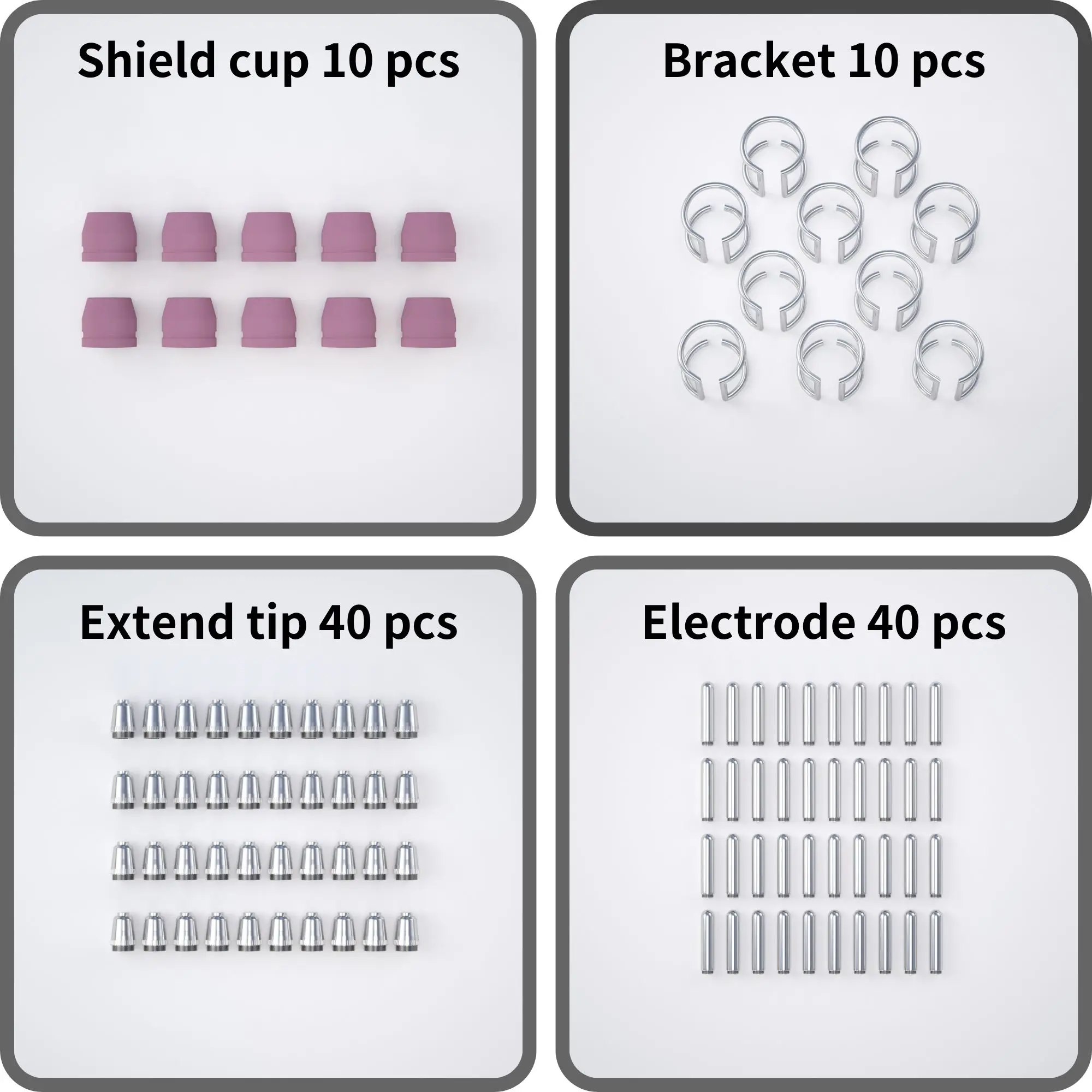 Imagem -03 - Soldagem Tocha Consumíveis Kit Eletrodos Shell Copos Dicas Guia Espaçador Soldador Tocha Sg55 Ag60 Wsd60 60 Pcs 100 Pcs