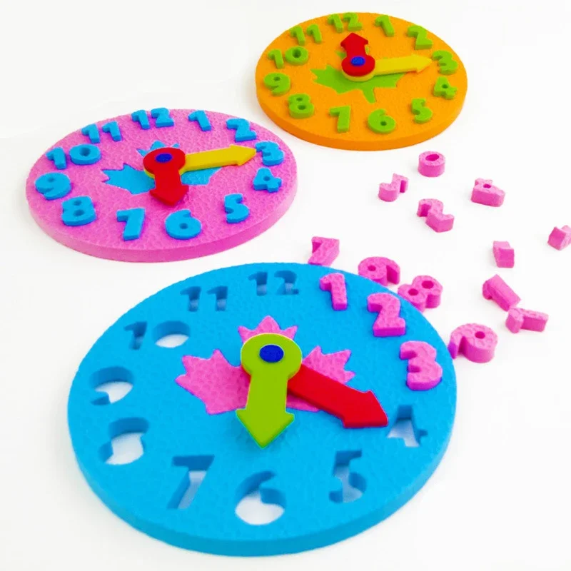 Horloge manuelle d'apprentissage précoce pour bébé, jouets Montessori pour enfants, aides aux maths, école maternelle Fuchsia, bricolage