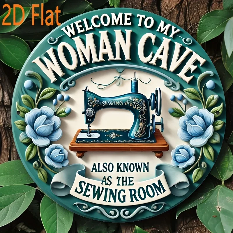 Vintage Sewing Machine Aluminum Tin Sign Retro Pattern Wall Art Home Living Room Cafe Bar Art Decor 7.87x7.87Inch