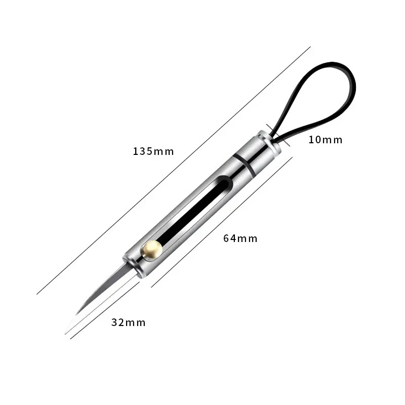 Portachiavi con coltello portatile in acciaio inossidabile da esterno appeso Mini coltello telescopico per autodifesa per auto regalo multifunzionale per utensili da taglio