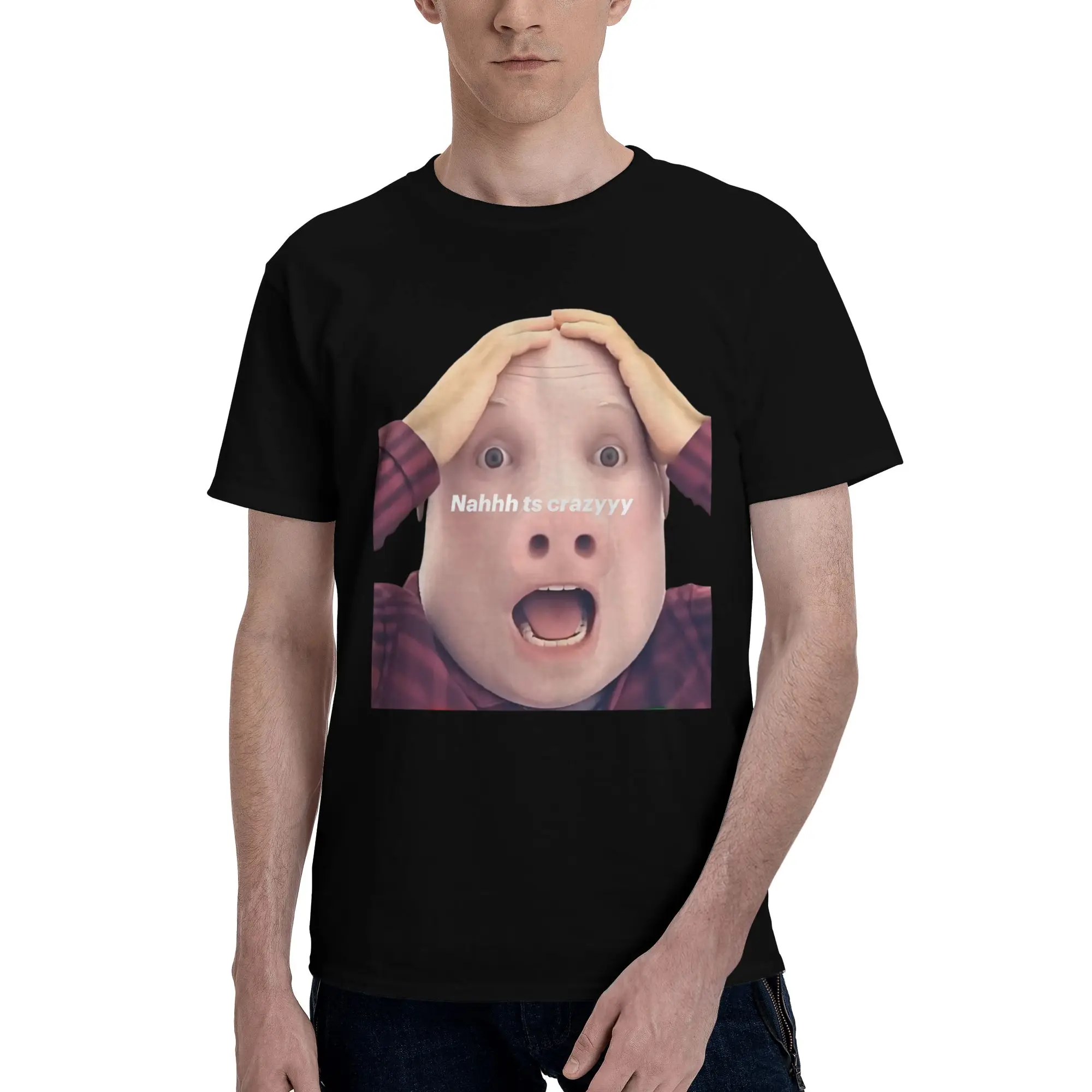 Classic John pork is calling T Shirts Men Short  Sleeve Funny Pig T-shirt Streetwear Tee Pure Cotton Slim Fit Tshirt Merch