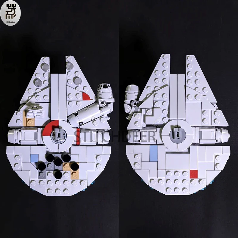 Light Cargo Ship MOC Millennium Falcon & Outrider 2.0 Micro Scale Building Blocks Spacecraft DIY Assemble Toy Brick Holiday Gift