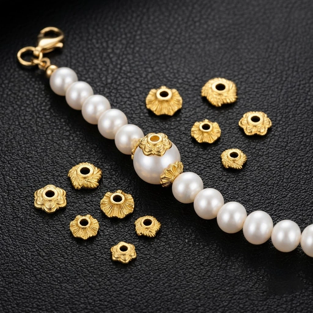 

2pcs 18K Gold Plated Wave-Shaped Bead Spacer End Bead Caps For DIY Handmade Bracelet Jewelry Making Supplies Accessories Crafts