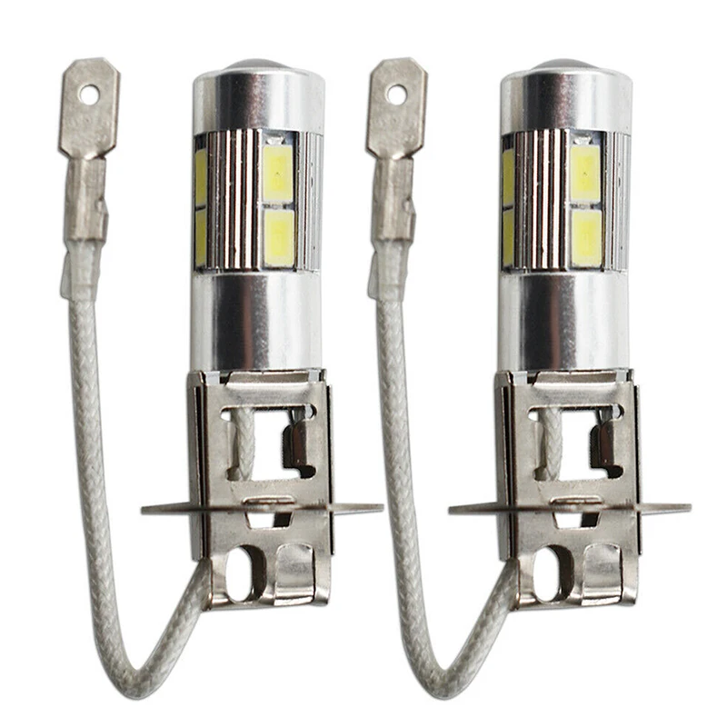 2PCS H1 H3 LED Car Bulbs 6000K White LED High Power 10-SMD 5630 Car Decoding Fog Light Driving DRL Auto Lamp