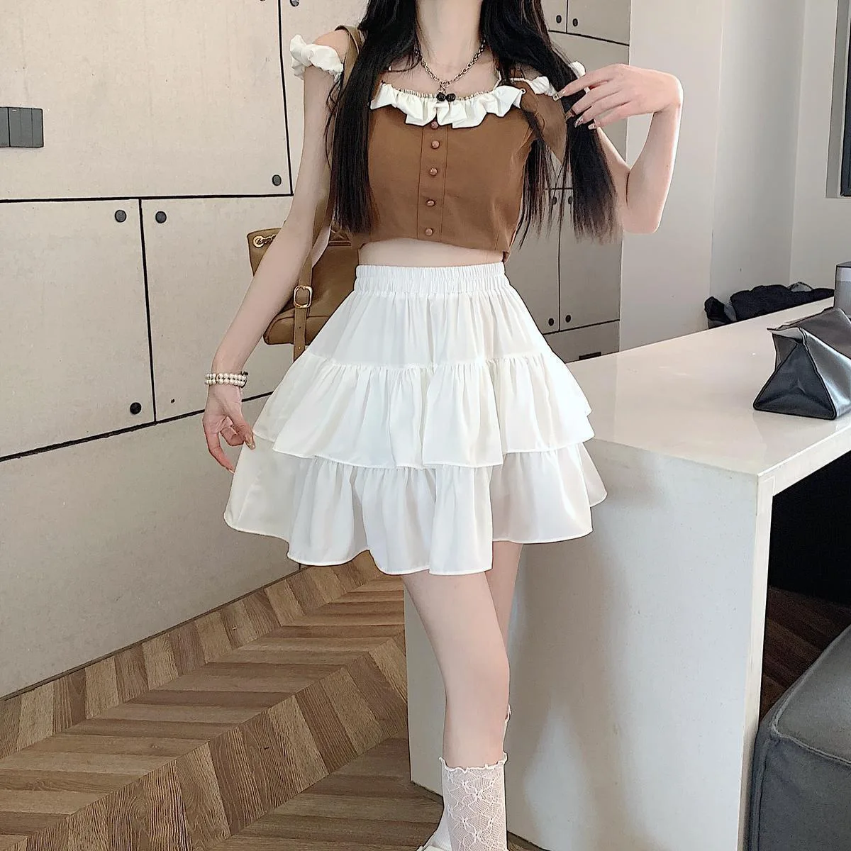 A-line Mini Skirts Women Summer New Designed Comfortable Ruffles All-match Princess Minimalist Seductive Faldas Popular Chic