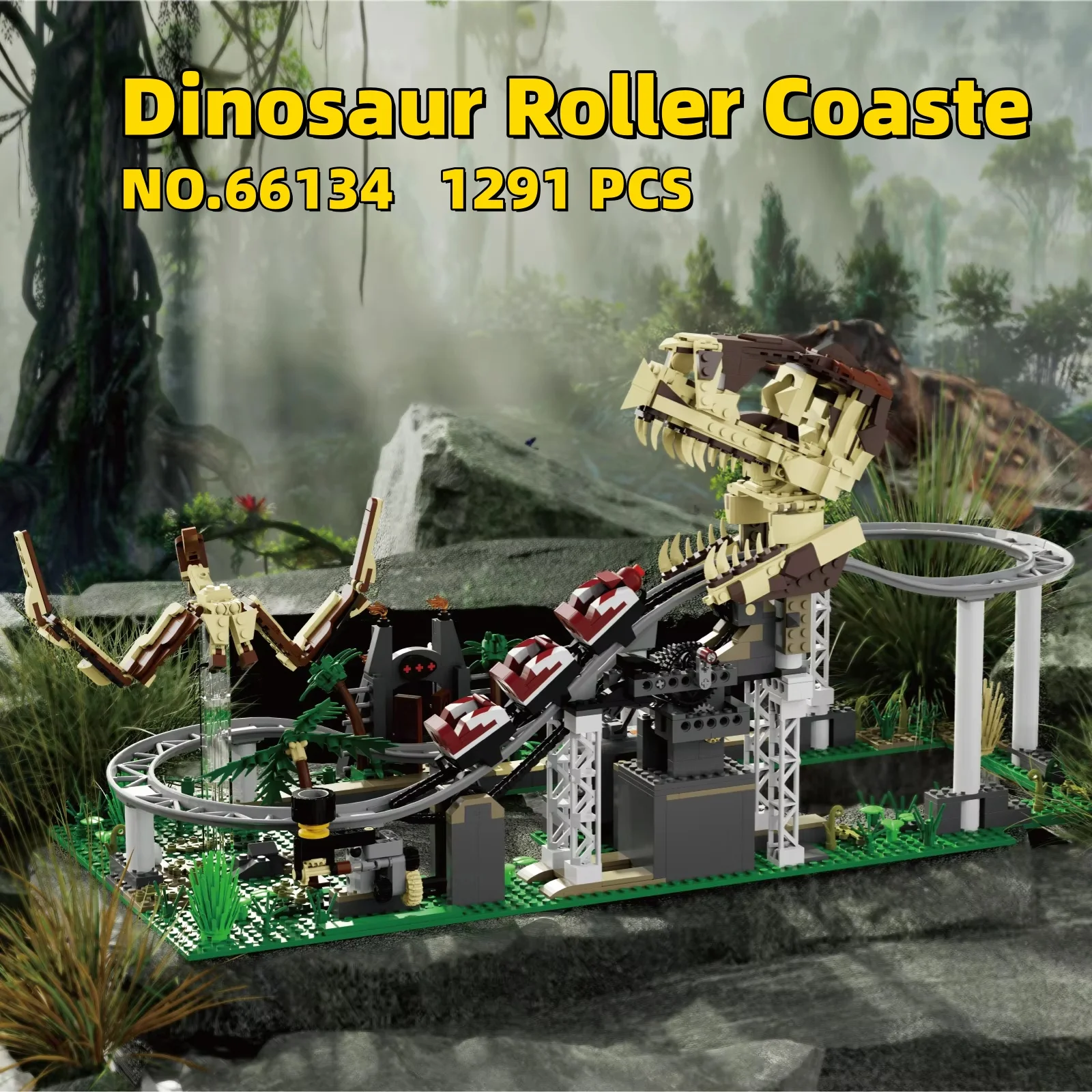 

1291pcs Dinosaur Roller Coaster Building Blocks Educational Toy for Kids Bricks NO.66134 Model Unisex Colorful Creative Playset