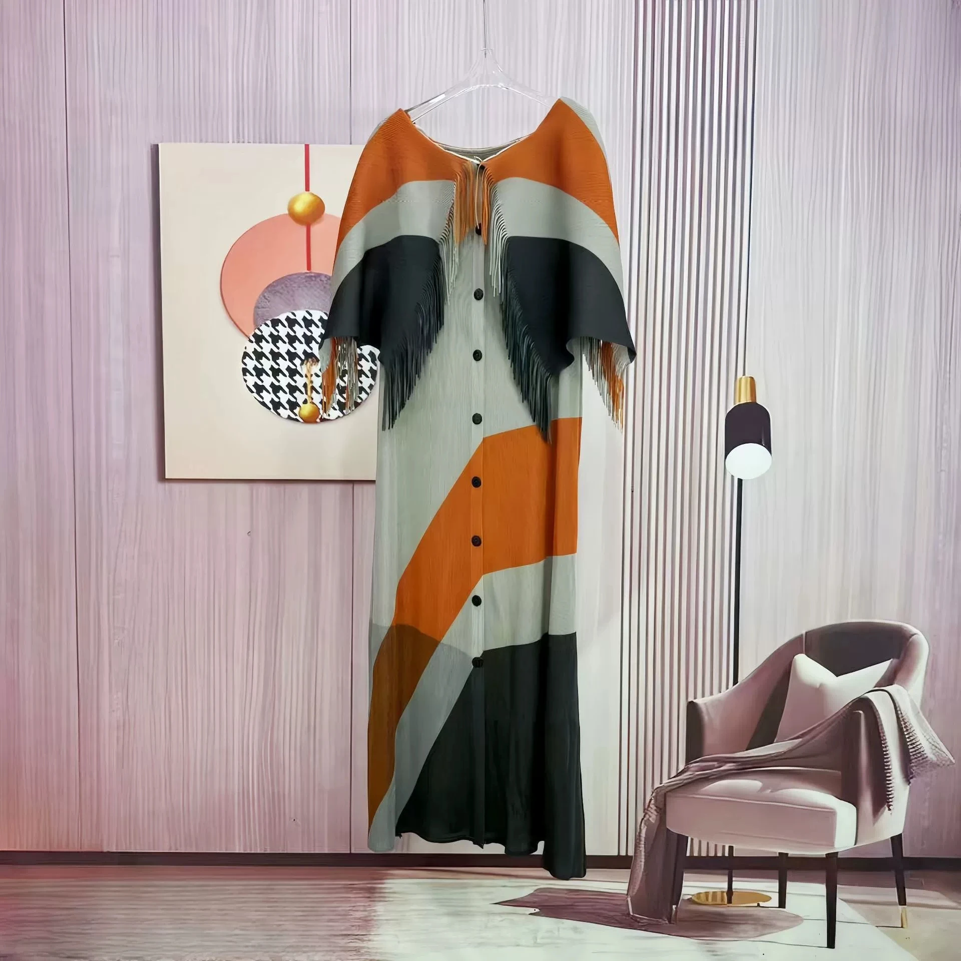 Neue plus größe kleid modische quaste revers kurzarm temperament strickjacke frauen elegante lange rock-GZXX1028