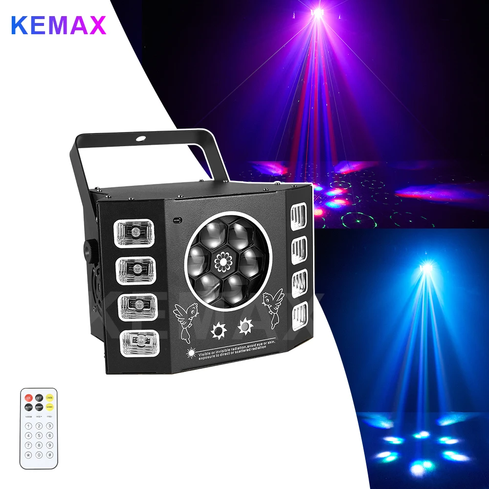 

100 Вт DJ Lights Bee Eye Remote Disco Party Light RGBW УФ-стробоскоп DMX512 Звуковая активация для концерта, ночного клуба, свадьбы