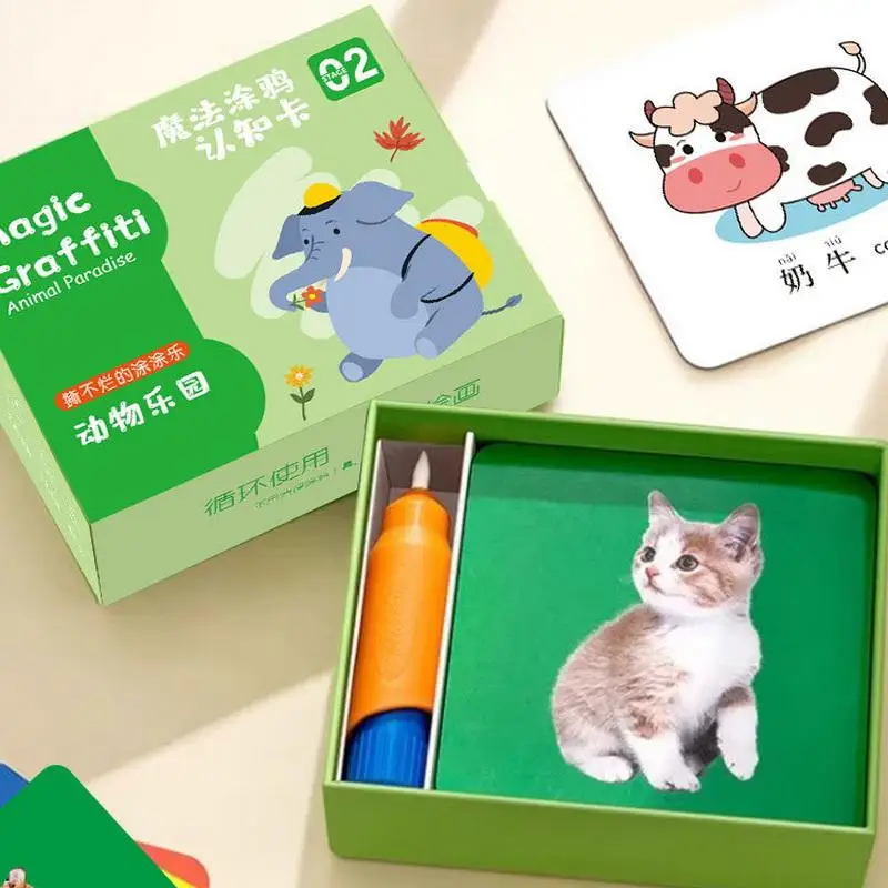 การ์ดความรู้ความเข้าใจเปลี่ยนสีเมื่อเผชิญกับน้ํา Montessori ของเล่นสําหรับทารก Early Education แฟลชการ์ดเด็กปริศนาของเล่น