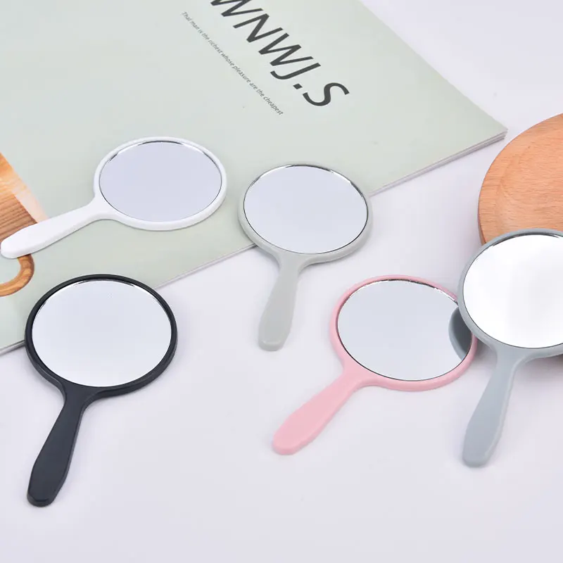 Miroir de courtoisie rond avec poignée, outil cosmétique pour déterminer le maquillage, main, 1 pièce