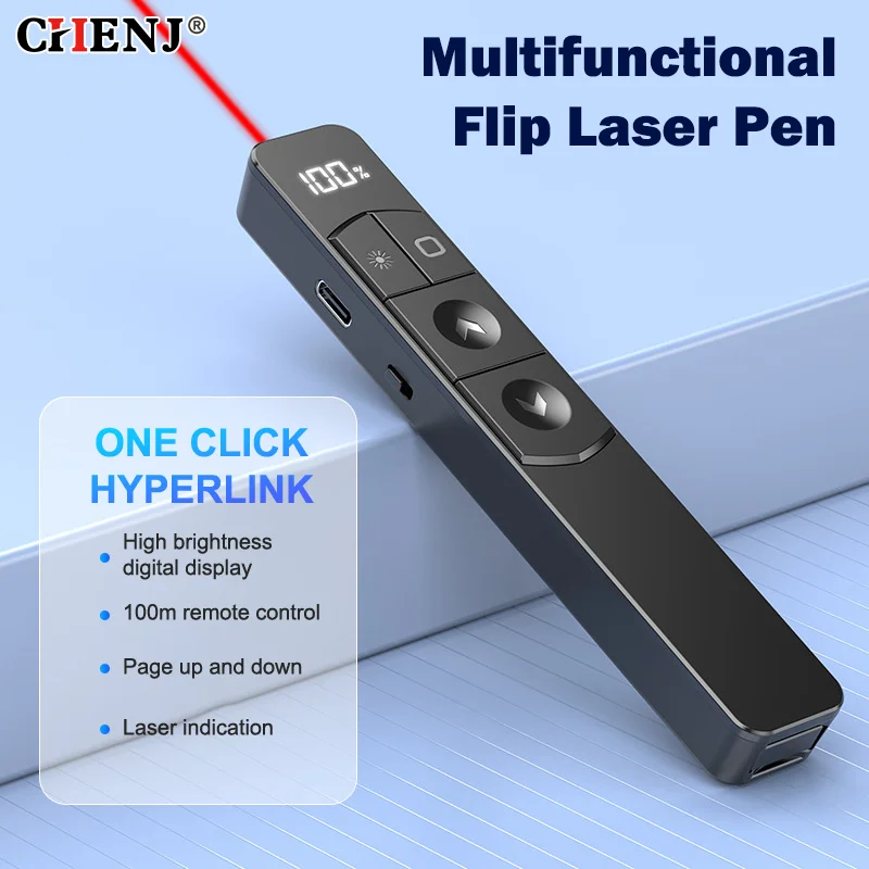 Remote Control Multifunction Flip Pen Charging Laser Pen Sight Teaching Demonstration Business PPT Speech Red Light 2.4G Wireles