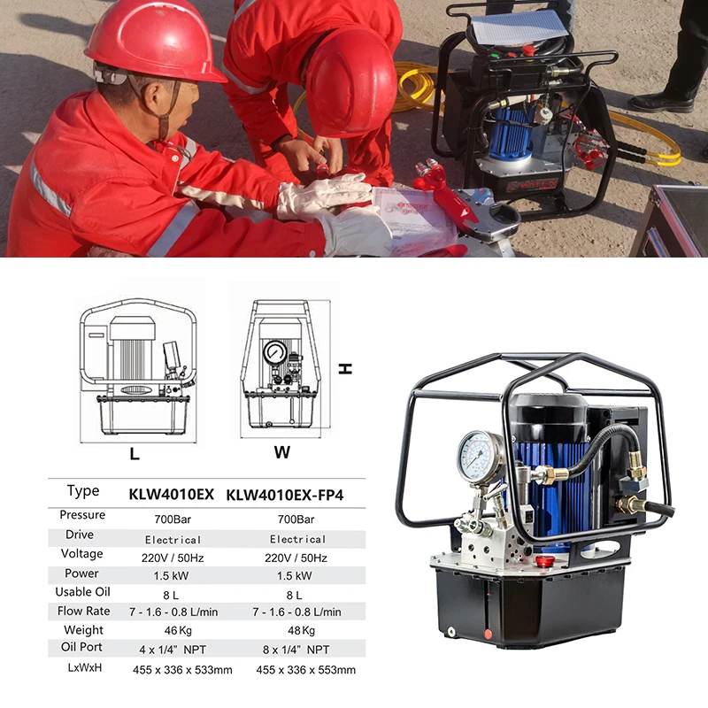 مضخة مفتاح العزم الهيدروليكي المحمولة KLW4010EXII WREN مضخة هيدروليكية كهربائية ذات حركة واحدة