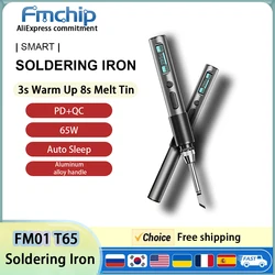 FM01 T65 Smart Soldering Iron PD 65W Adjustable Constant Temperature Fast Heat Portable Soldering Iron Compatible with HS-01 Tip