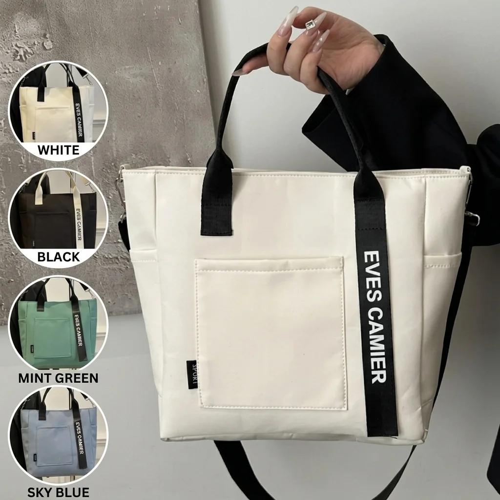 New Casual Tote 2-way Shoulder Bag Capacity Shoulder Bag Nylon Waterproof Handbag Simple Fashion Messenger Bags for Schoolgirl
