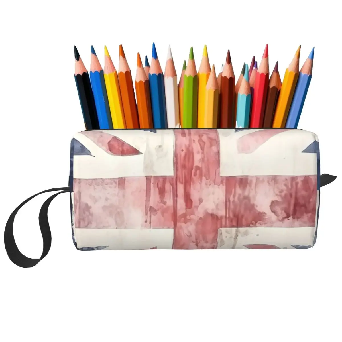 Watercolor Union Jack British Flag Print Makeup Bag Cosmetic Organizer Toiletry Cosmetic Bag for Women Beauty Travel Pencil Case