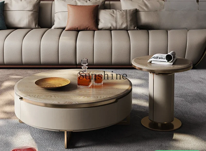 Villa living room household modern minimalist round coffee table