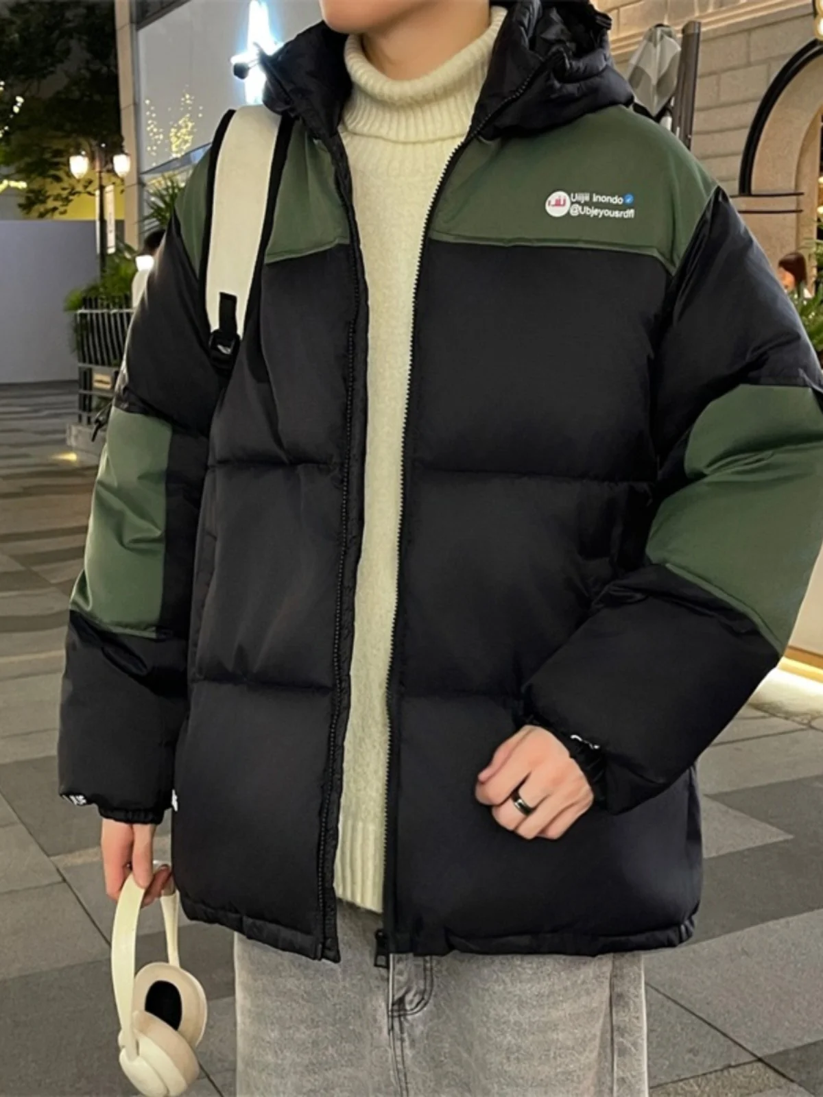 

Thiened Cotton Jaet for Men Youth Students Hooded Warm Coat Trendy Big Kids Sli Cotton Clothes Winter Faionable Outfit