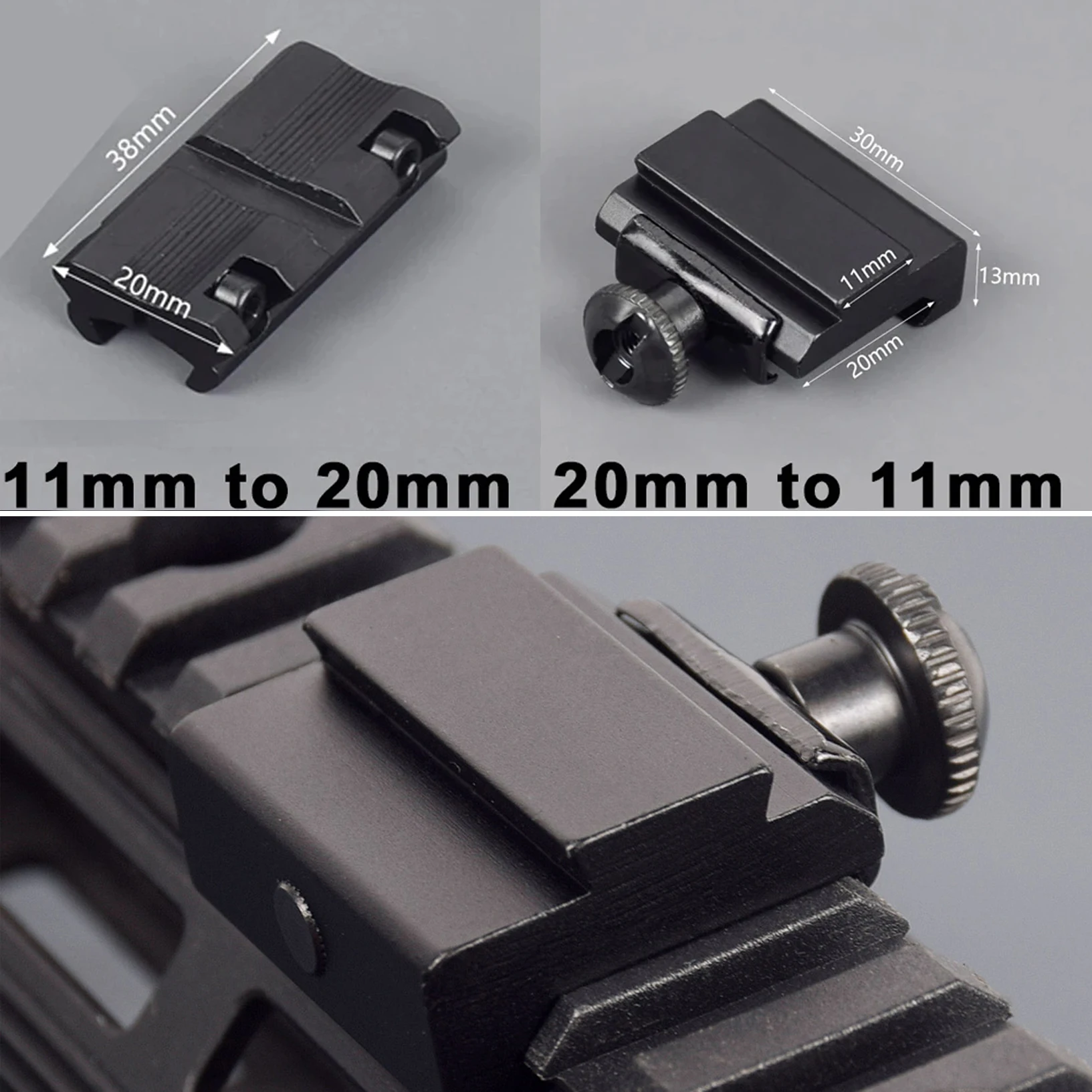 

11mm Dovetail to 20mm Picatinny Rail Mount Converter Dovetail 20mm to 11mm Picatinny Rail Adapter Low Profile Converter Base