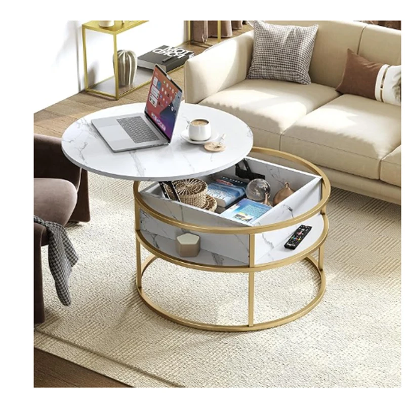 

Round Lift Top Coffee Table, Coffee Tables for Living Room with Hidden Storage Compartment, Modern Coffee Table with Storage