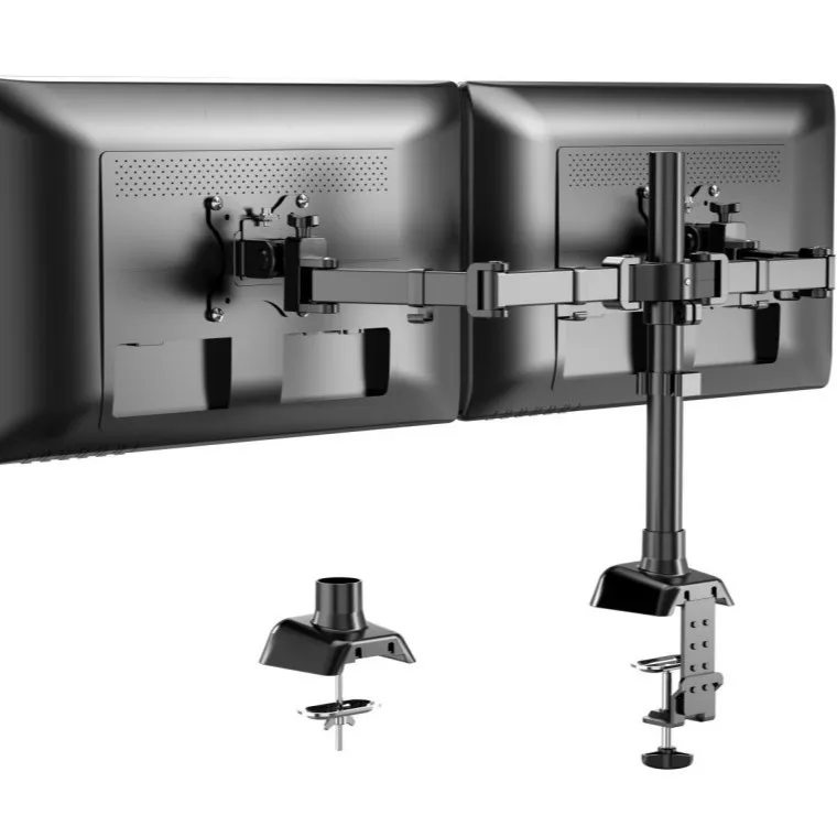 Dual Monitor Desk Mount Arm To Inch Screens Steel Height Adjustable Screen Stand Vesa X Mm Tilt Swivel Rotate Clamp Base Home