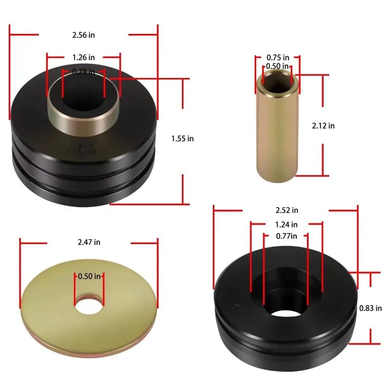 YMT 9.4102G Universal Polyurethane Body Mounts Bushings Isolators Include Mount 2 Mounts / 4 Washers / 4 Bushings (Black)