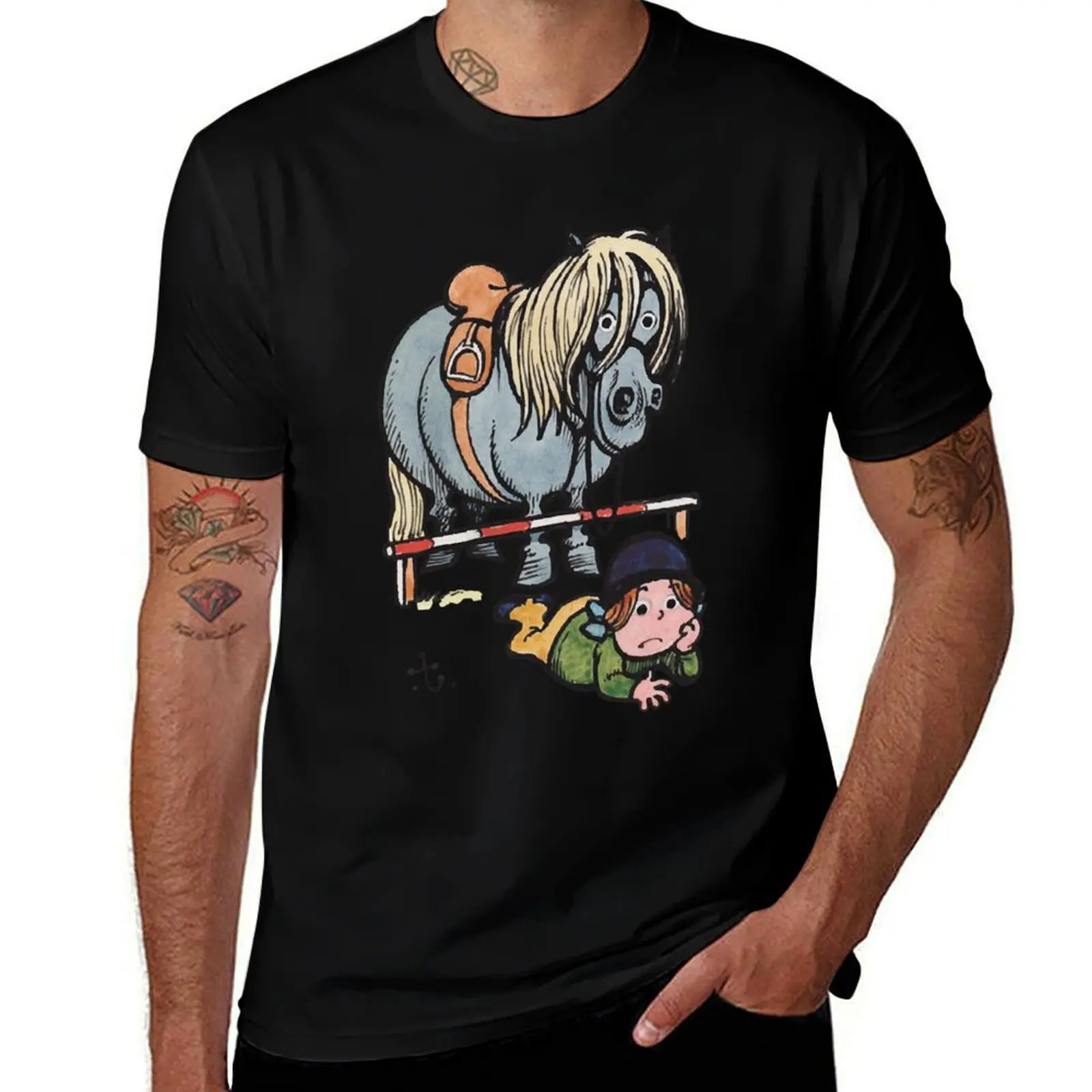 Thelwell Funny Showjumping Gone Wrong T-Shirt Work Utility Casual Tee Shirt T-Shirt